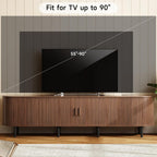 86.6" TV Stand with Power Outlet for TVs up to 90 Inch, Entertainment Center with Storage and Adjustable Shelves, Modern Media Console with Sliding Doors for Living Room, Walnut