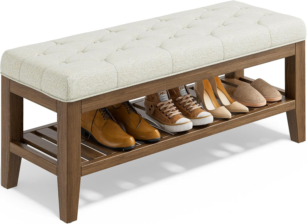 YaFiti End of Bed Storage Bench, 42.9" Entryway Shoe Bench with Solid Wo...
