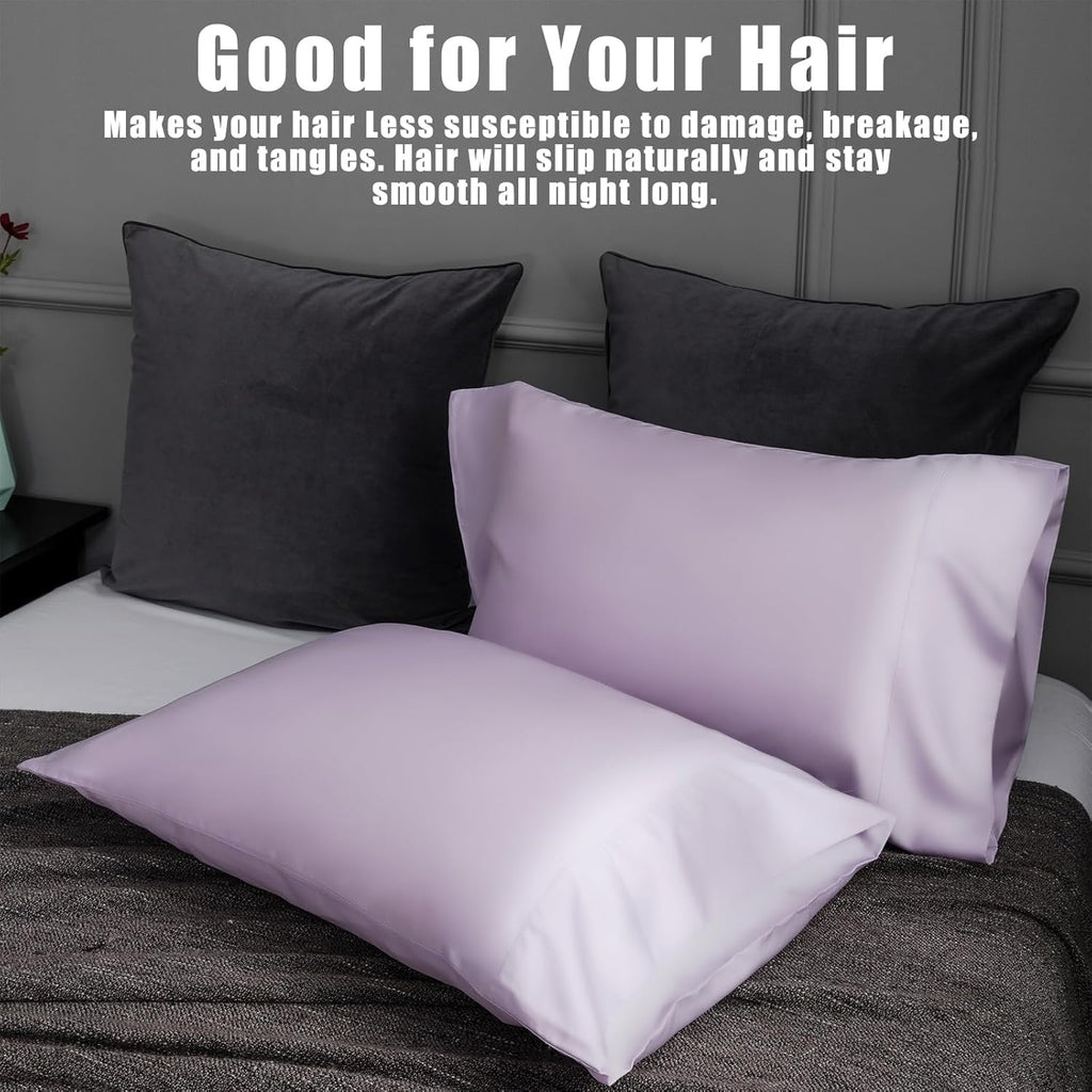 TELUS Pillow Cases Queen Size 2 Pack, Bamboo Rayon Cooling Pillowcases with Envelope Closure, Cool Breathable Pillow Case for Hot Sleepers & Night Sweats, 20x30 inch, Purple