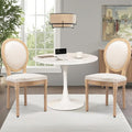 3-Piece 31.5" Round Dining Table Set for 2 with Upholstered Chairs – Space-Saving Modern Small Kitchen Cafe Bistro Set(Round Beige Linen Chair)