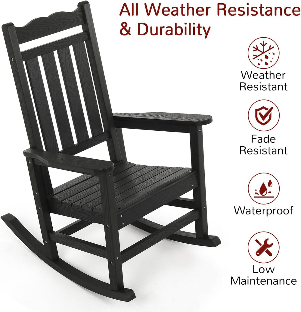 Stoog Patio Rocking Chair, All-Weather Porch Rocker, 400 lbs Weight Support, ...