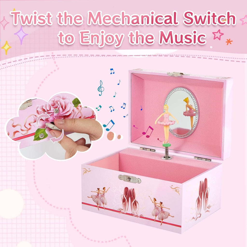Musical Ballerina Jewellery Box with Spinning Ballerina for Girls Jewel Storage,Ballet Music Box Birthday Gifts for Girls