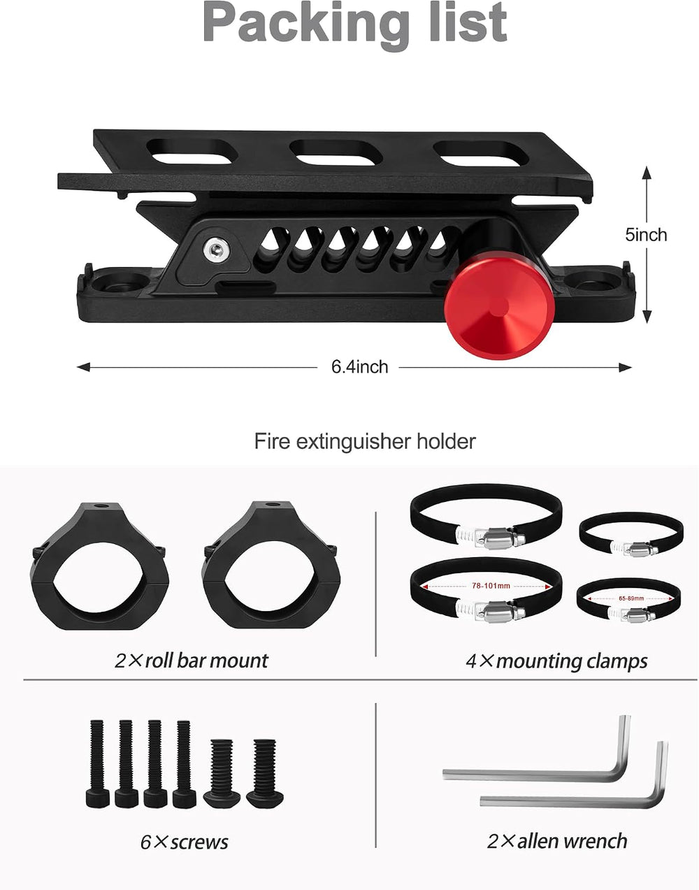 ZIDIYORUO UTV Fire Extinguisher Mount, Roll Bar Fire Extinguisher Holder