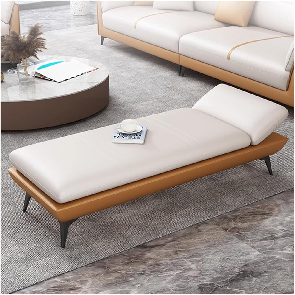 Modern Leather Bench with Soft Padded Entryway Lounges with Metal Leg Comfort...