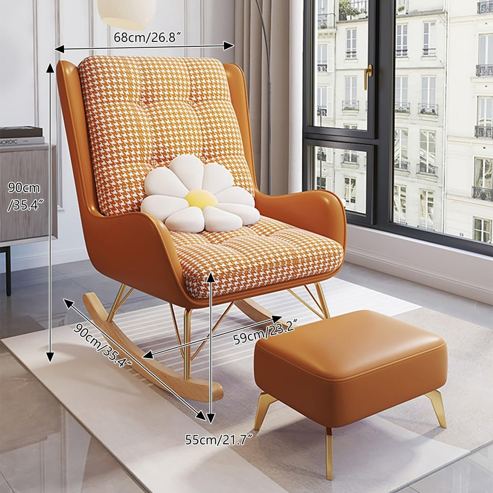 Oversized Rocking Chair with Cushion, Modern Accent Rocking Chair with PU and...