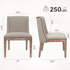 Dining Chair Set of 6, Fabric Upholstered Kitchen Side Chairs with Wooden Legs for Kitchen & Restaurant Use, Beige