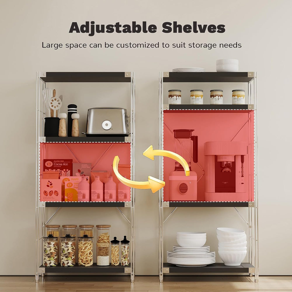 4-Tier Industrial Bookshelf, Wood and Metal Shelf Unit, Storage Bookcase
