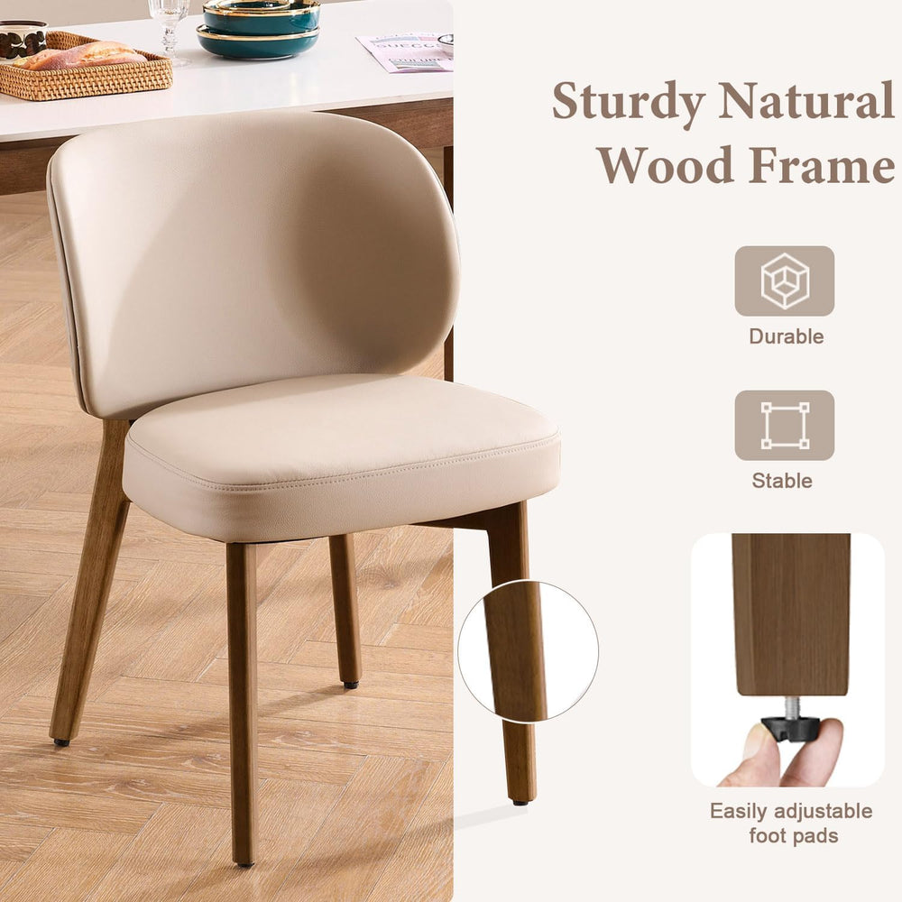 YOUNUOKE Upholstered Dining Chair, Modern PU Leather Dining Room Chair with W...