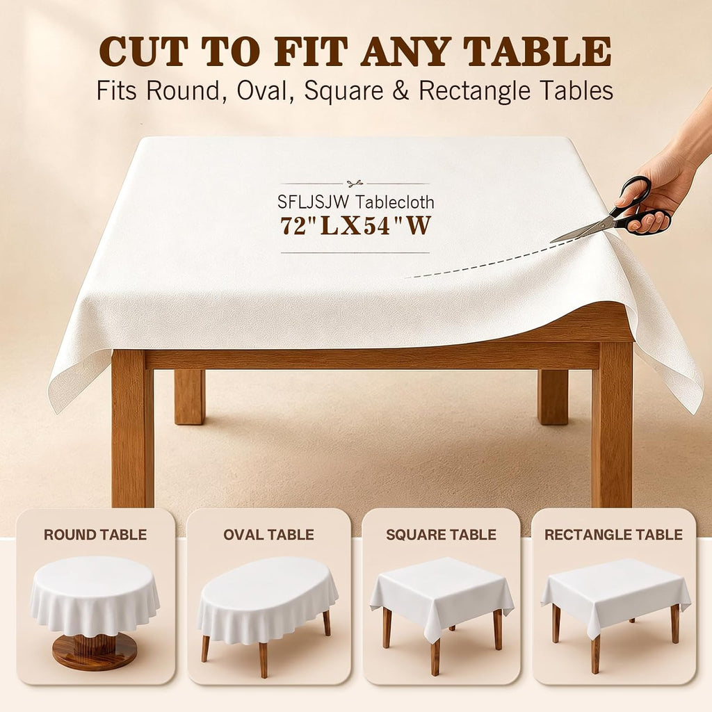 Heavy Duty Table Protector Pad with Flannel Backing for Dining Room | Waterproof Vinyl Tablecloth Easy to Clean & Trim, Scratch & Heat Resistant Table Cover, Reusable Pad 72" x 54" Rectangular