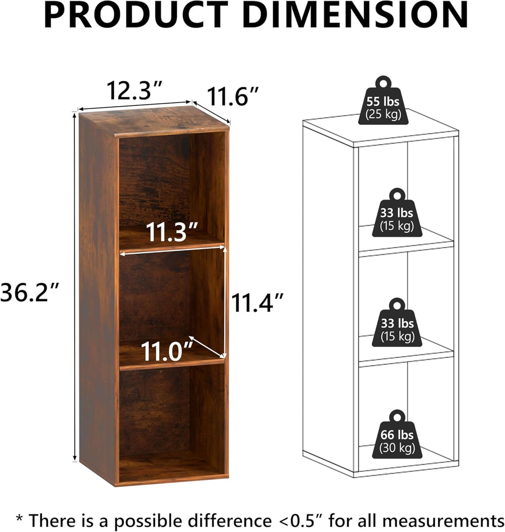 3 Cube Storage Organizer, 3 Tier Cube Low Bookcase Freestanding Storage Displ...
