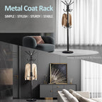 Kertnic Modern Coat Rack Freestanding with Natural Marble Base & Sturdy Metal Frame, 11 Hooks Hall Tree for Jackets, Hats, Bags, Entryway Organizer for Bedroom, Living Room, Closet (11 hooks-Black)
