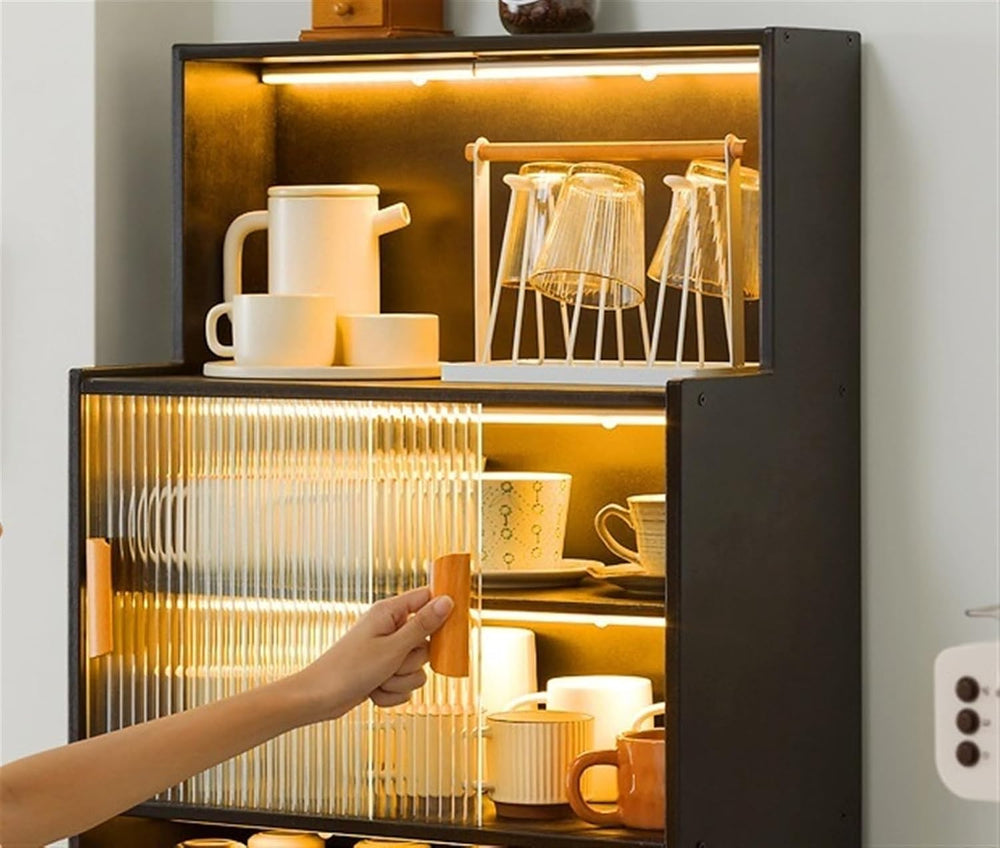 Kitchen Storage Cabinet, Countertop Cabinet with Sliding Door, Pantry Storage...