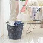 6 Packs 30 Liter Round Plastic Laundry Baskets, Grey Clothes Hamper, Large Basket for Storage