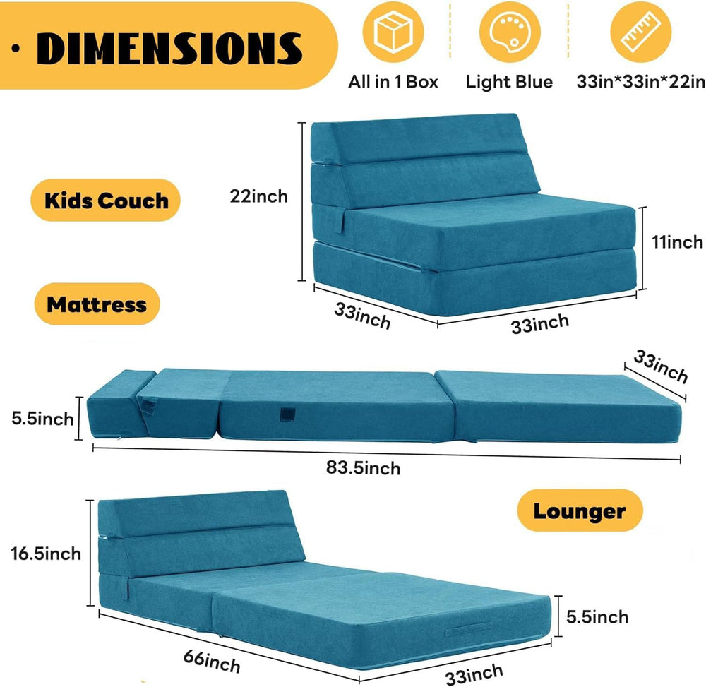 jela Foldable Sofa Bed, Convertible Sleeper Lounge Chair Floor Mattress Floor...