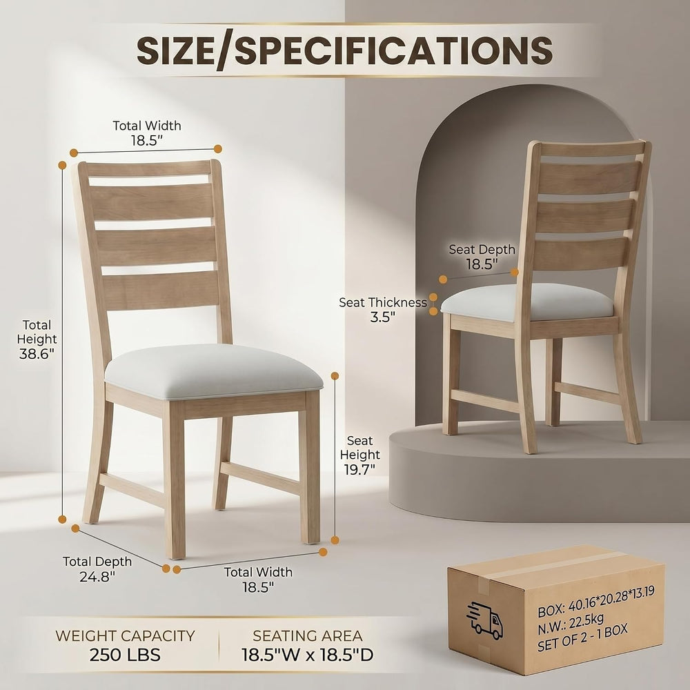 COLAMY Modern Dining Chairs Set of 2, Breathable Fabric Kitchen Chairs with H...