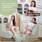 Giant Bean Bag Chair for Adults with Ottoman, Teddy Fabric Beanbag Chair with Memory Foam Filled,Plush Lazy Floor Sofa with Footstool Couch for Living Room,Bedroom,Dorm, Apartment, Green