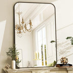 30 x 40 Inch Bathroom Mirror, Rounded Rectangular Vanity Mirror for Wall, Modern Mirror for Room Decor, Black Framed Wall-Mounted Mirrors for Home Decor, Hangs Horizontally or Vertically
