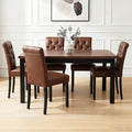 PU Leather Dining Chairs Set of 4 Upholstered Dining Room Chairs Modern Tufted Accent Chairs Wooden Parsons Side Chairs for Home Kitchen Resturant, Brown