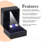 Novel Box Square Shaped Black Earring Box With LED Light 2.25X2X2.5 Inches - Jewelry Earrings Case Best for Jewelry Displays - Gift Box for Mother's Day, Engagement, Anniversary & more Happy Occasions