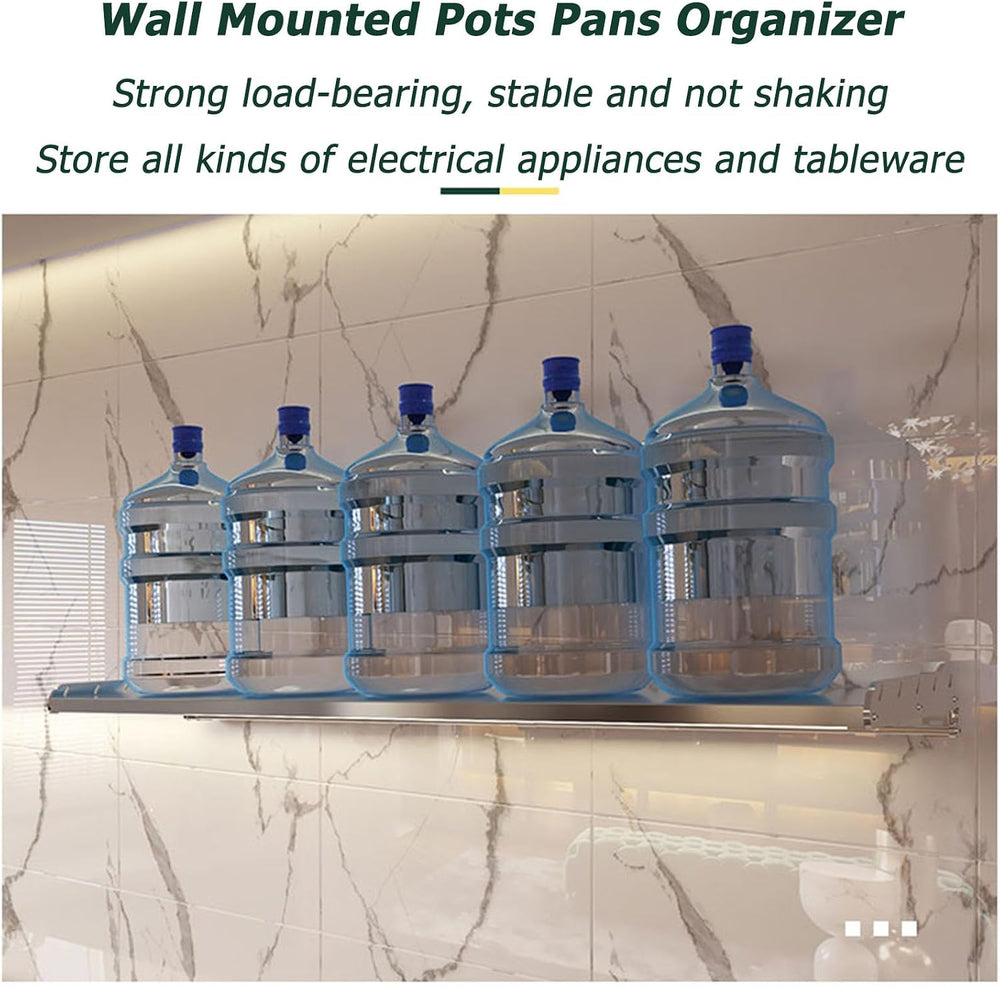 Stainless Steel Wall Mounted Microwave Oven Rack with Pot and Pan Holders Kit...