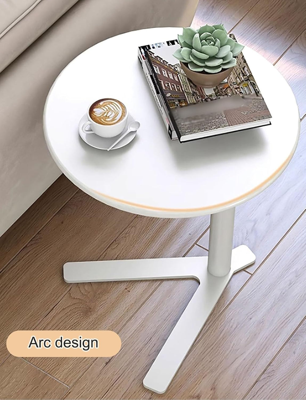 Round End Table,Embedded Coffee Table with V-Type Base,Sofa Side Table for Li...