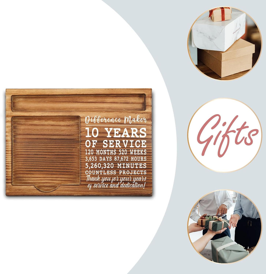 10th Work Anniversary Sticky Note Holder, Thank You Appreciation 10 Year Work Anniversary Decor Gifts for Women, Employee, Him, Her, Happy 10th Work Anniversary Self-Stick Note Pad Holders GSH32