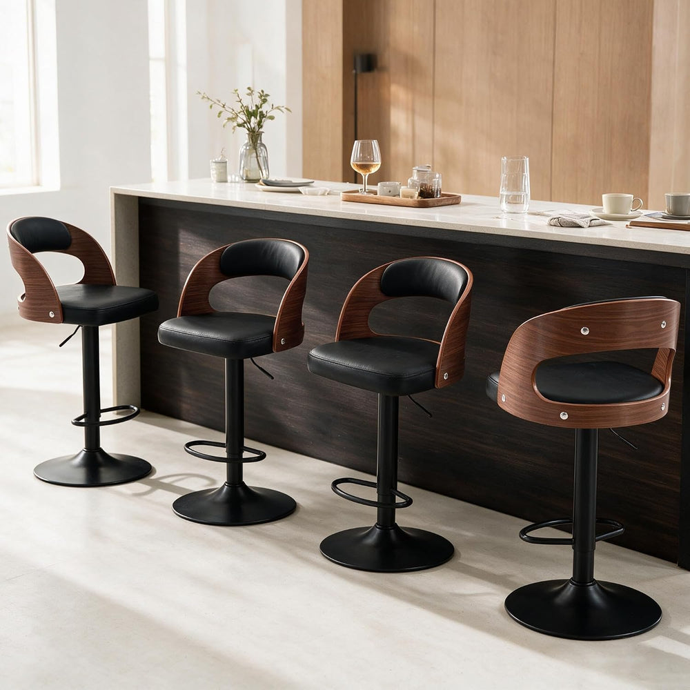 Modern Swivel Bar Stools Set of 4, Adjustable Count Height Barstools