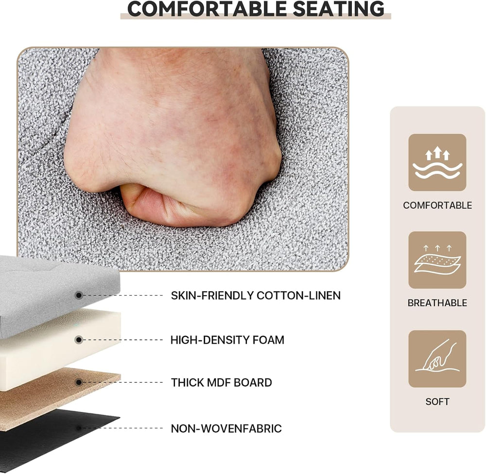 Storage Ottoman Bench, 43 Inch Ottoman Foot Rest, End of Bed Bench, Storage C...