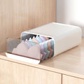 Underwear Organizer Drawer, 1 Cell Plastic Sock Underwear Storage Drawer, Stackable Closet Organizers and Storage Box for Bras, Socks, Scarves, Ties, Belt (Queen Size-White, 1 Pcs)