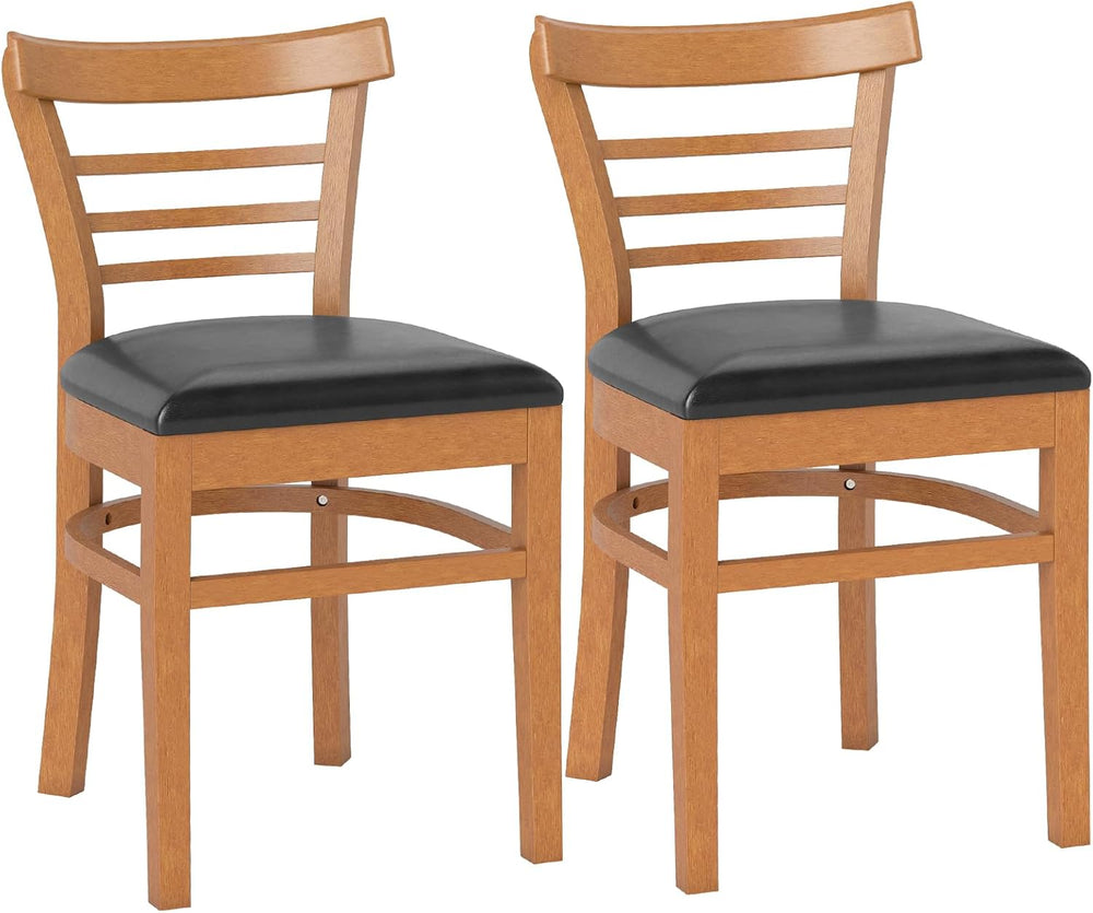 KOTEK Wooden Dining Chairs Set of 2, Solid Rubber Wood Kitchen Chairs with PU...
