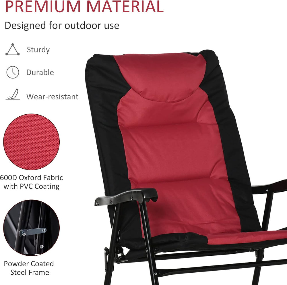 Outsunny Oversized Folding Rocking Camping Chair Set of 2, Padded Outdoor Roc...