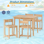 HONEY JOY Kids Table and Chairs, Wooden Activity Table with 4 Chairs Set for Crafts, Homework, Drawing & Snack Time, 5-Piece Playroom and Kindergarten Furniture Set for Children Ages 4+ (Natural)