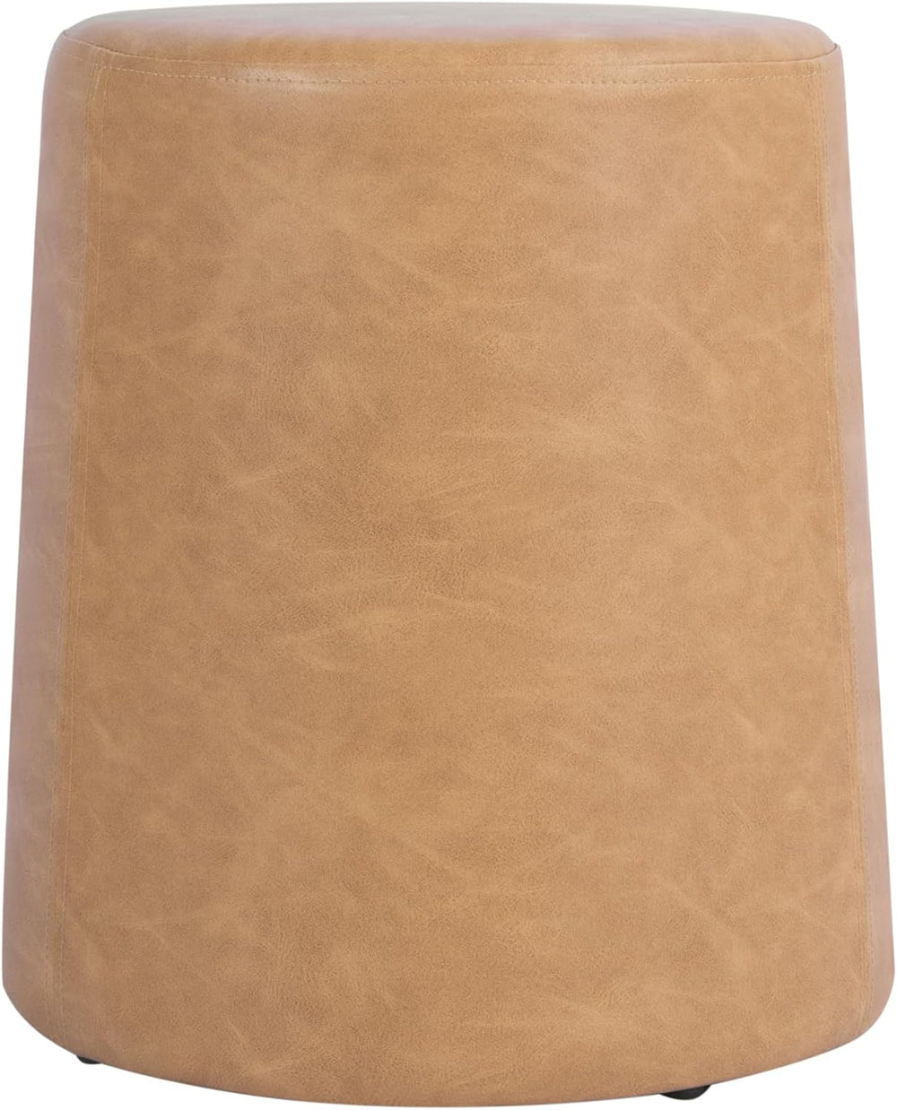 HomePop 17" Organic Shape Ottoman - Sand Faux Leather