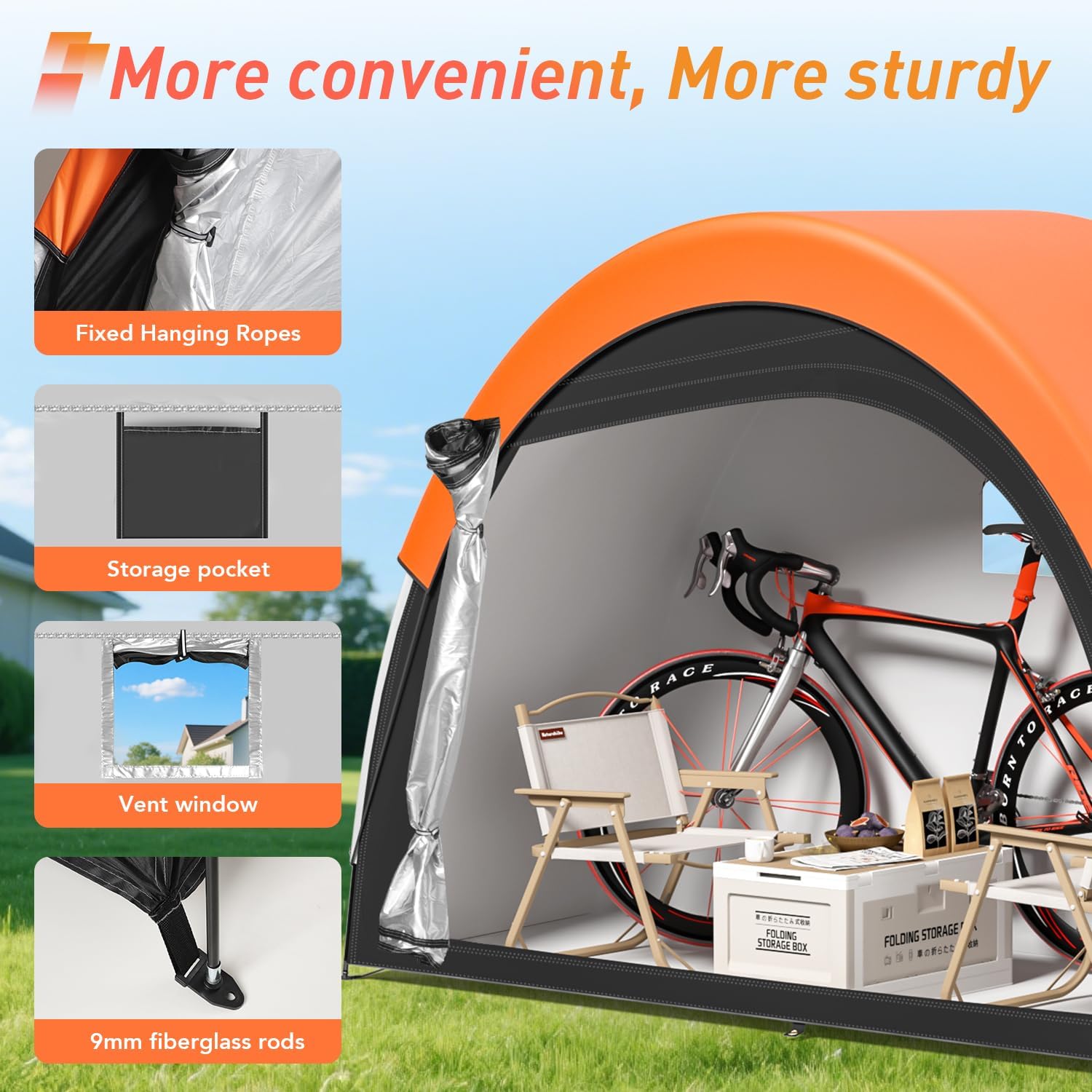 Upgraded Bike Tent with Rain Cover, Portable Outdoor Storage Shed for 2 Bikes, 210D Oxford Fabric PU4000 Waterproof, Bike Shed/Bike Cover for Motorcycles, Garden Tools, Lawn Mower