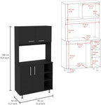 37.4" D*15.7" W*70.9" H Kitchen Pantry with 2 Shelves, 2 Double Doors, Rectangular Storage Cabinet, Sliver Legs, Modern Minimalist, for Living Room, Dining Room, Black