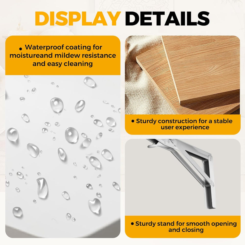 White Wall Mounted Folding Table 23.6"x15.7" Fold Down Wooden Wall ...