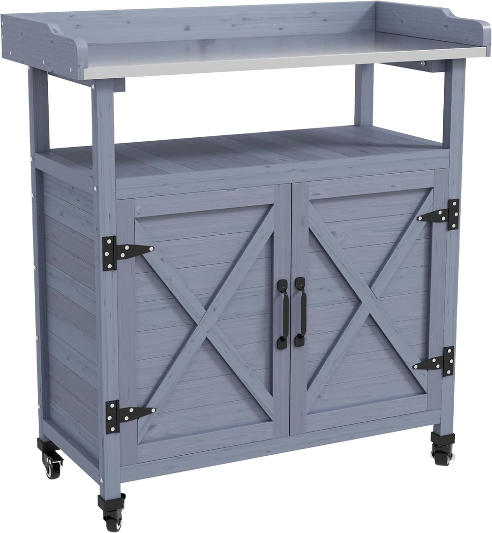 34" Rustic Freestanding Storage Chest, Accent Cabinets with Rubber Wheel...
