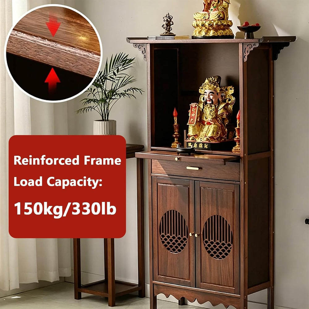 Wooden Buddhist Meditation Cabinet for Temple Display | Traditional Chinese S...