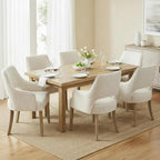 Linen Dining Chairs Set of 4 Upholstered Accent Chairs Side Chair with Wood Legs for Living Room/Dining Room/Bedroom/Restaurant, Upgraded Size, Cream
