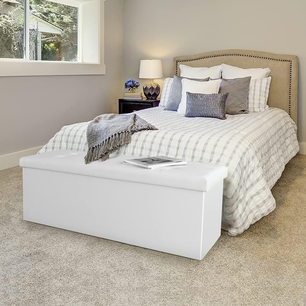 Camabel 43 Inch Folding Storage Ottoman Bench 120L Hold up 700lbs Ottoman wit...
