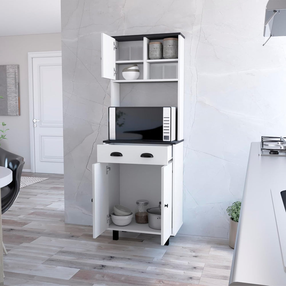 Kitchen Pantry Naomi, Kitchen, White/Black