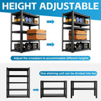 5-Tier Garage Storage Rack 35”D X 17.7”W X 72”H 2500LBS Capacity Industrial Shelving Unit Heavy-Duty Metal Shelf (Black)