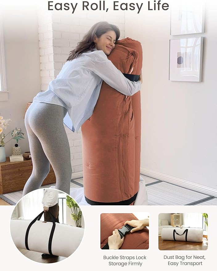 ZonLi Japanese Floor Futon Mattress Twin Size 39"x 80",100% Cotton Cover 4'' Thicken Tatami Mattress,Foldable Sleeping Pad,Portable Dormitory Tatami Mat,Roll Up Floor Lounger Bed for Adult