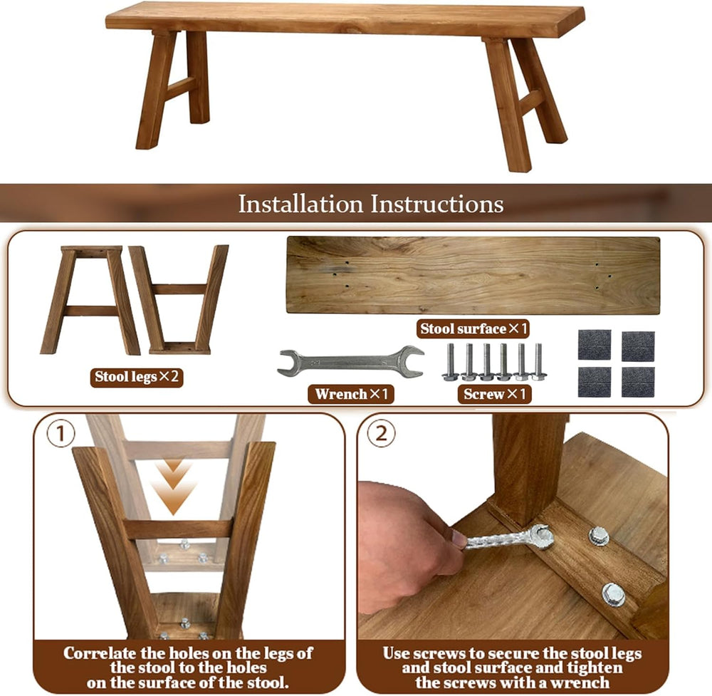 Reclaimed Elm Rustic Entry Way Benches Seat-Farmhouse Indoor Solid Wooden Noo...