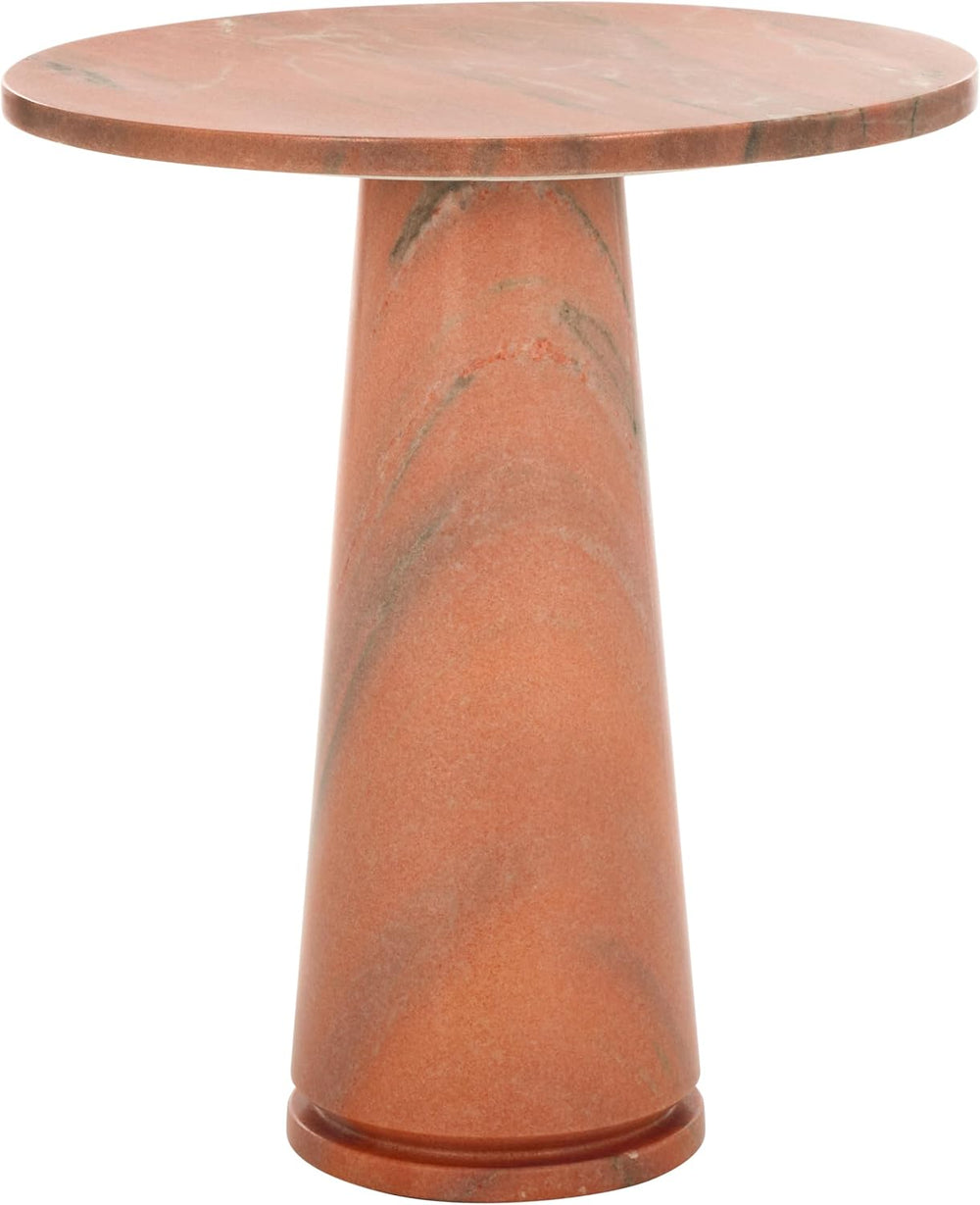 SAFAVIEH Furniture - Valentia Tall Marble Accent Table - Coral - Marble Top -...
