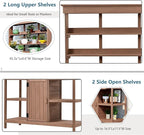 Merax 66" Large Outdoor Farmhouse Wooden Potting Bench Table, Garden Workstation with 2 Drawers, Cabinet, and Open Shelves for Backyard, Mudroom, Brown