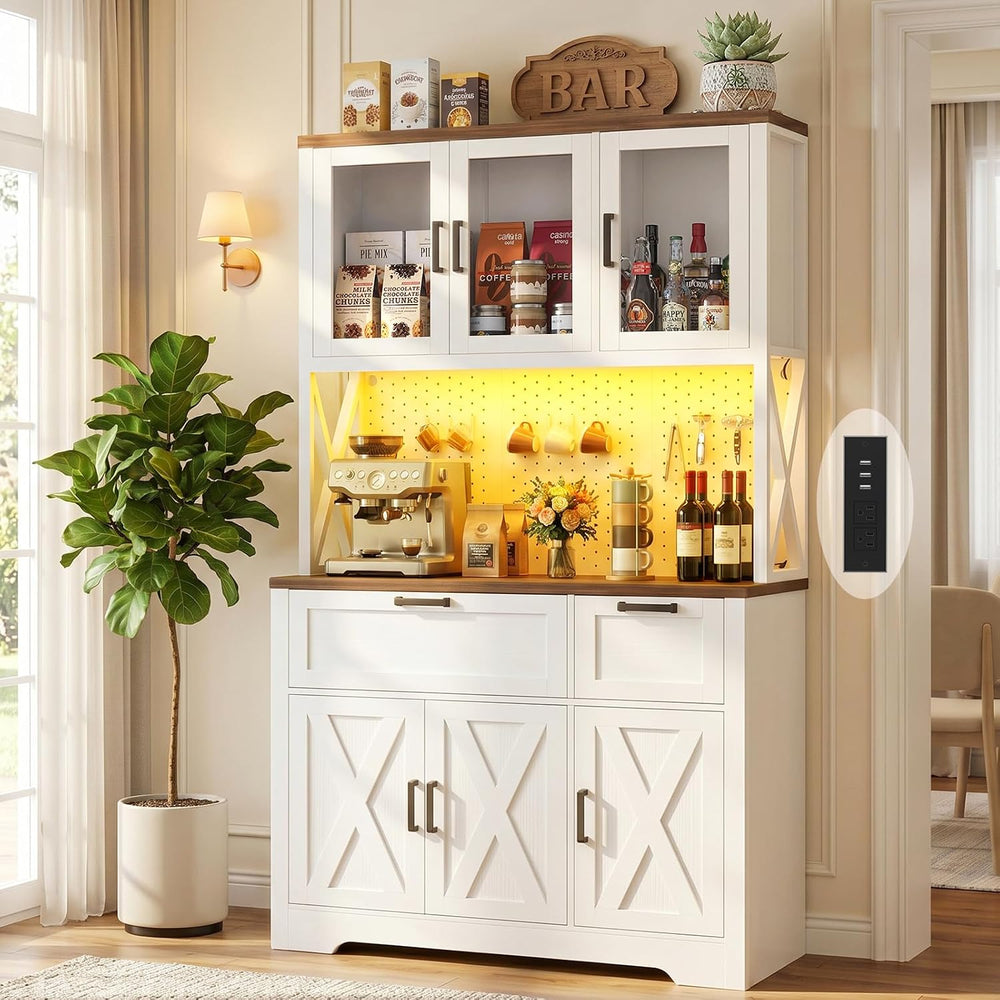 Unikito 71" Tall Pantry Cabinet, Kitchen Pantry Storage Cabinet with Cha...