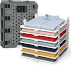 10Pcs Stackable Closet Organizer & Shirt Folding Board Bundle | Space-Savin Closet Organizers and Storage , Foldable ,Ideal for Tshirts ,Sweater ,Pants Storage in Bedroom and Dormroom Black