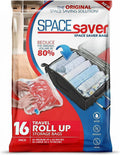 Spacesaver 16 Pack Roll Up Vacuum Storage Bags for Blankets & Clothes - Vacuum Sealed Compression Bags with Hand Pump - Space Saver Storage Bag for Bedding, Moving, Travel & Organization (8S & 8M)