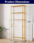 Kitsure Over The Toilet Shelf - 3-Tier Bamboo Bathroom Organizers and Storage with Paper Holder, Over Toilet Bathroom Organizer with Wall Anchor for Balcony, Laundry, Natural, 3 Tiers (63" H)